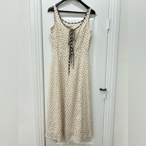 Neuflora Cream Floral Dress with Tie Detail